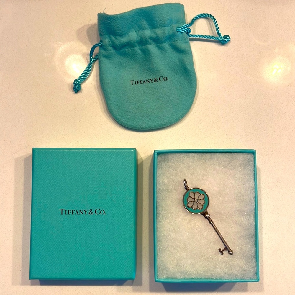 Tiffany and Co. Blue Enamel Knot Key Pendant